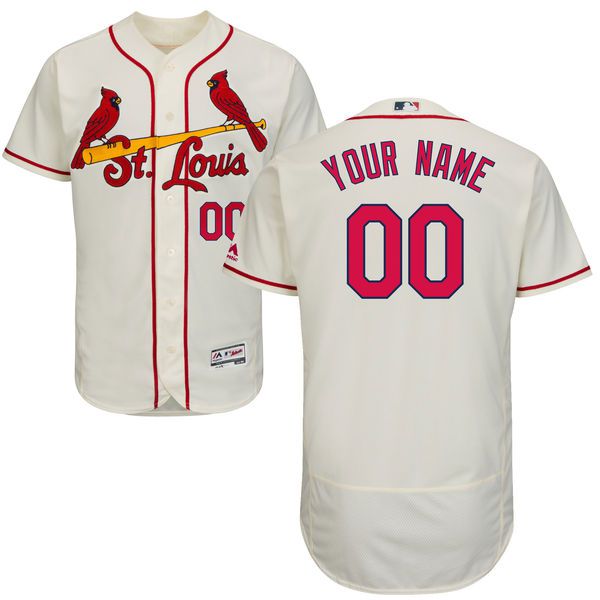 Men St. Louis Cardinals Majestic AlternateCream Ivory Flex Base Authentic Collection Custom MLB Jersey